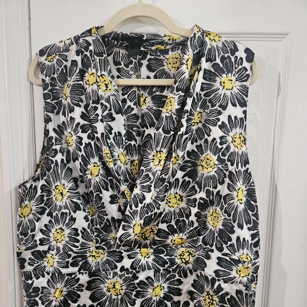 Black and Yellow Sleeveless Wrap Blouse